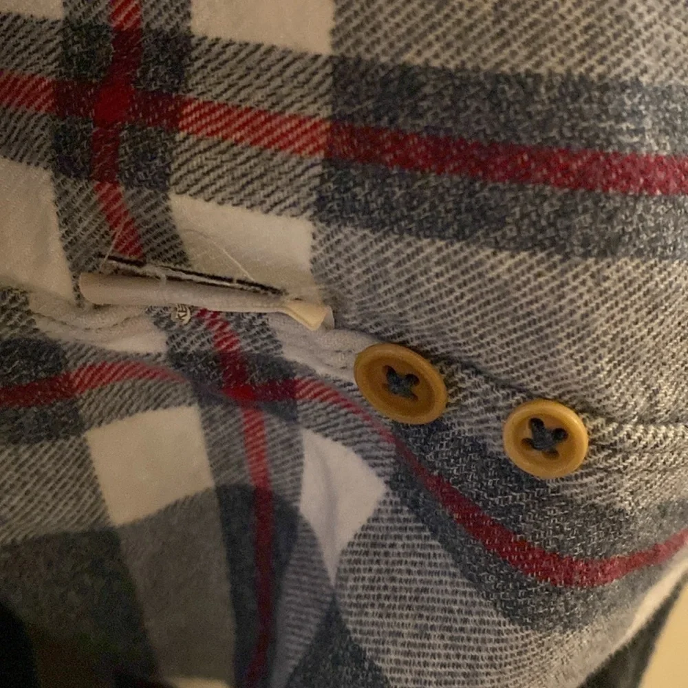 J. Crew mens large plaid flannel button down - blue/red- great condition